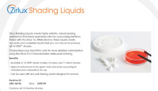 Zirlux Shading Liquids technical sheet